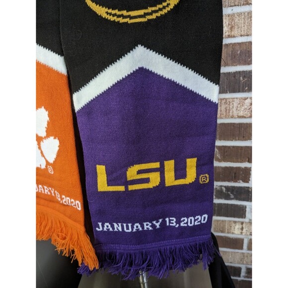 2020 Clemson Tigers Vs LSU Tigers National Championship Two Sided Knit Scarf A+ - Picture 2 of 11